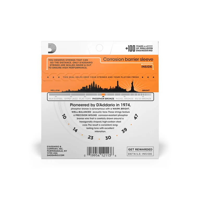 D'Addario 10-47 Phosphor Bronze Extra Light Acoustic Guitar Strings - Image 4