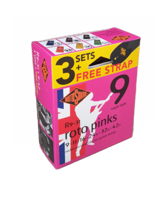 Rotosound Electric Guitar Strings with Strap (Pack of 3) | 9-42