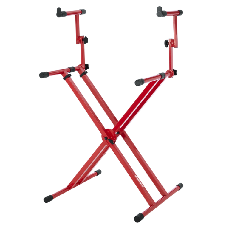 Gator Frameworks Deluxe Two-Tier X Frame Keyboard Stand; Bright Red Finish - Image 2