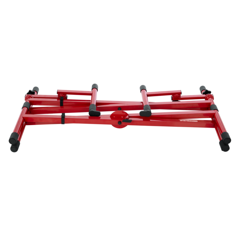 Gator Frameworks Deluxe Two-Tier X Frame Keyboard Stand; Bright Red Finish - Image 3
