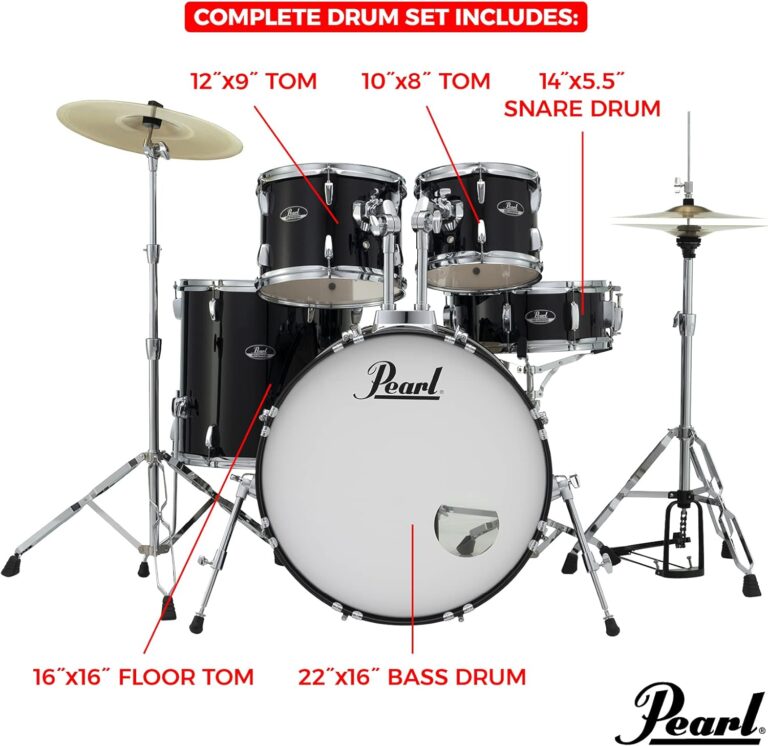 Pearl Roadshow 5-Piece Complete Kit with Hardware, Jet Black - Image 4