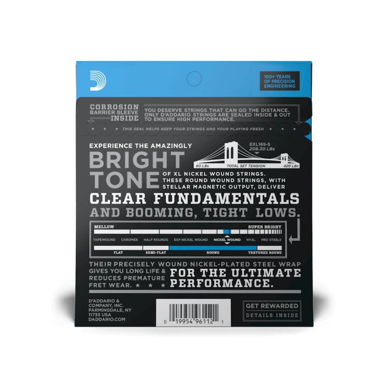 D'Addario 45-135 Regular Light Top/Medium Bottom Long Scale 5-String Bass Strings - Image 3