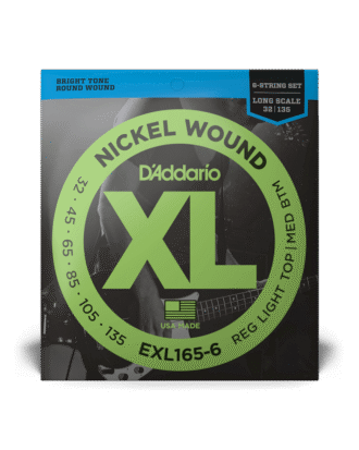 D'Addario 32-135 Regular Light Top/Medium Bottom Long Scale 6-String Bass Strings