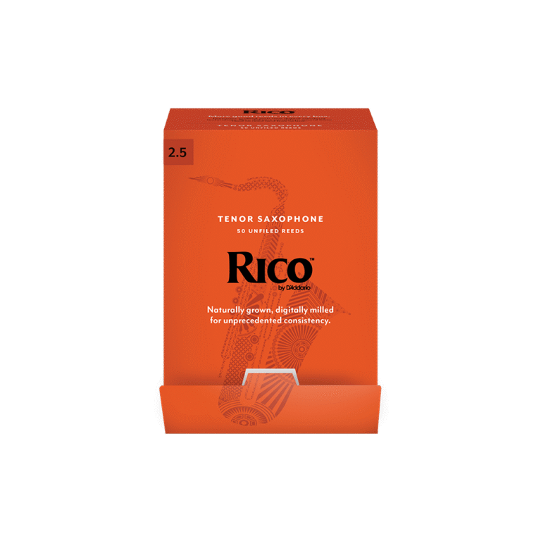 Rico by D'Addario Tenor Saxophone Reeds Strength 2.5, Individually-Sealed, 50-Pack