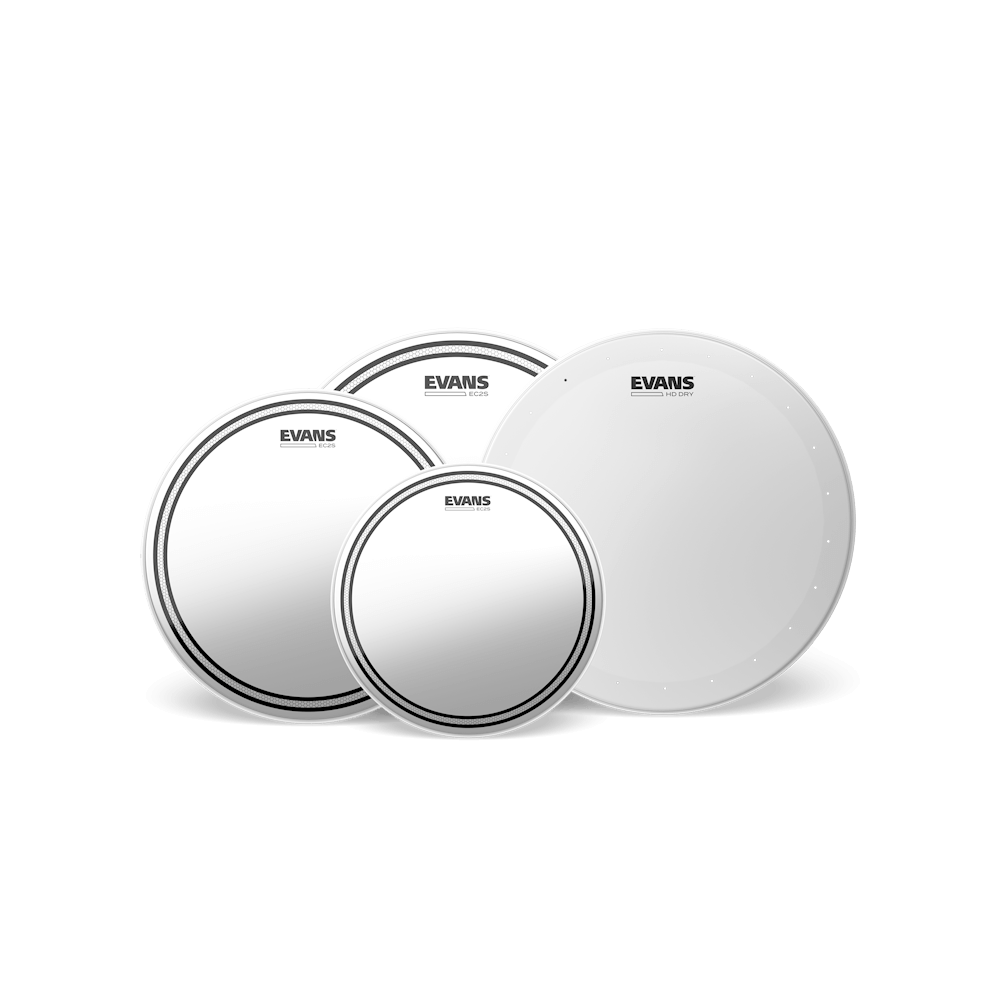 Evans EC2S Clear Fusion Tom Pack 10", 12", 14", 14" HD Dry Snare Batter