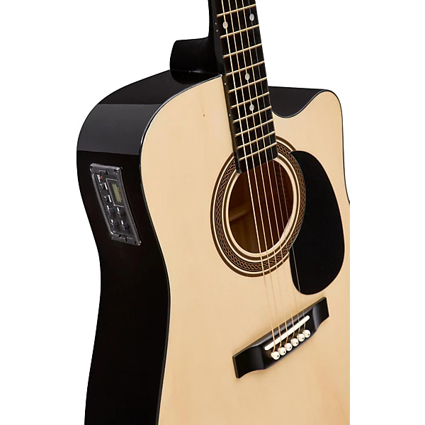 Rogue RA-090 Dreadnought Cutaway Acoustic-Electric Guitar Natural - Image 5